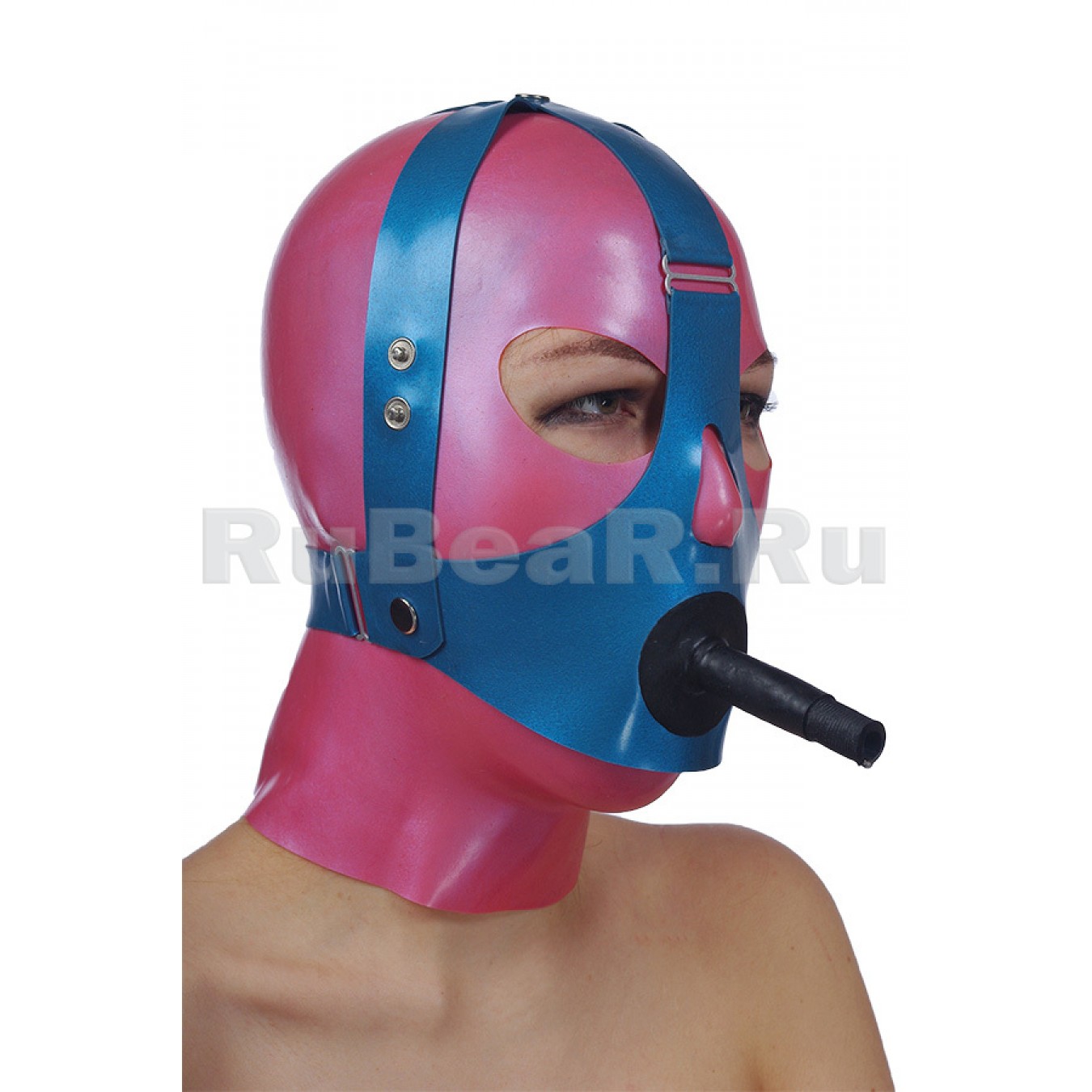 QL6100 Кляп-пробка твердый с трубкой для дыхания, на специальном механизме через голову