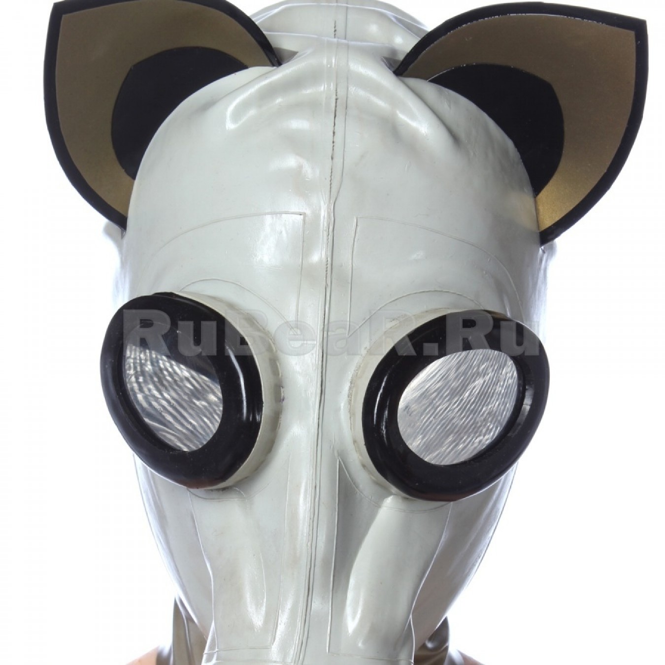 AS9452 Шлем-маска от противогаза с шеей, кошачьими ушками и зеркальными глазами