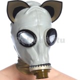 AS9452 Шлем-маска от противогаза с шеей, кошачьими ушками и зеркальными глазами