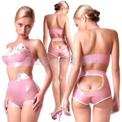 KA1021 Латексные трусы-шорты с гофрами